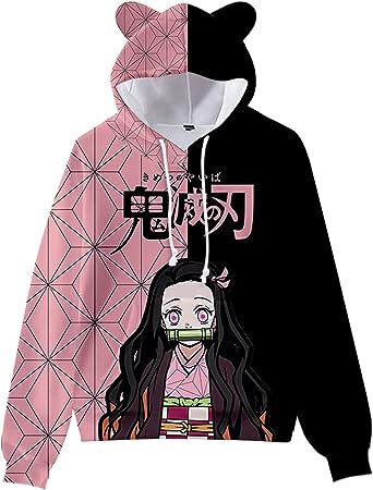 Photo 1 of Anime Demon Hoodie 3D Printed Cute Mouse Ear Hooded Sweatshirts for Anime Fans Women SIZE XL