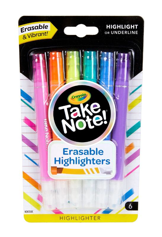 Photo 1 of 2 PACK Crayola Take Note Erasable Highlighters, Cool School Supplies, Chisel Tip Markers, 6 Count Highlighters Highlighters