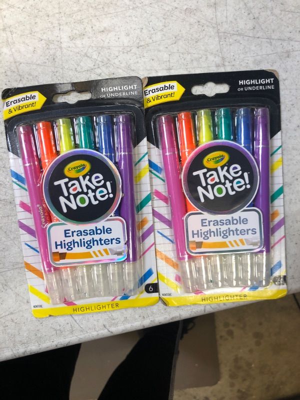 Photo 2 of 2 PACK Crayola Take Note Erasable Highlighters, Cool School Supplies, Chisel Tip Markers, 6 Count Highlighters Highlighters