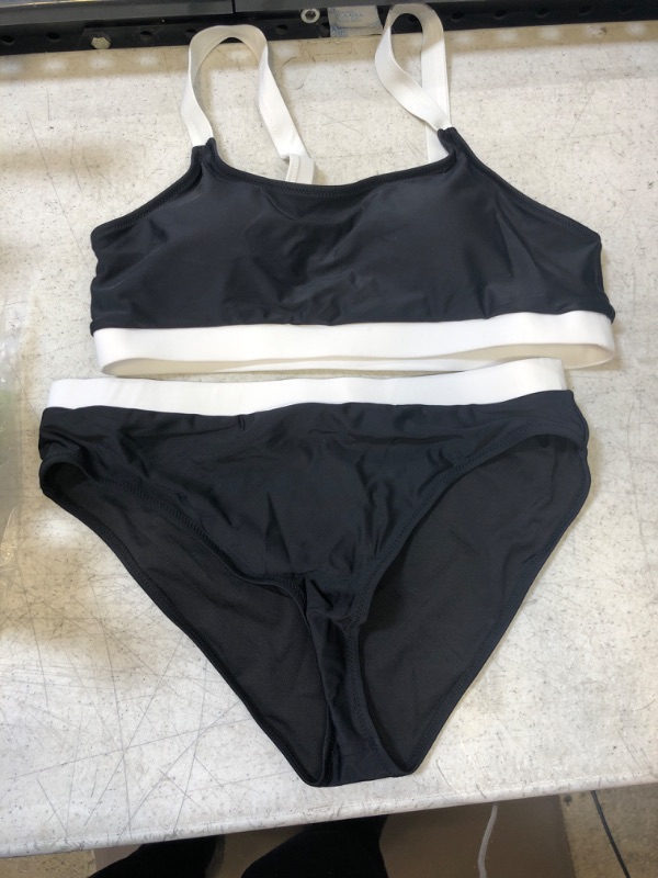 Photo 1 of 2 PIECE BLACK AND WHITE SWIMSUIT SIZE XL