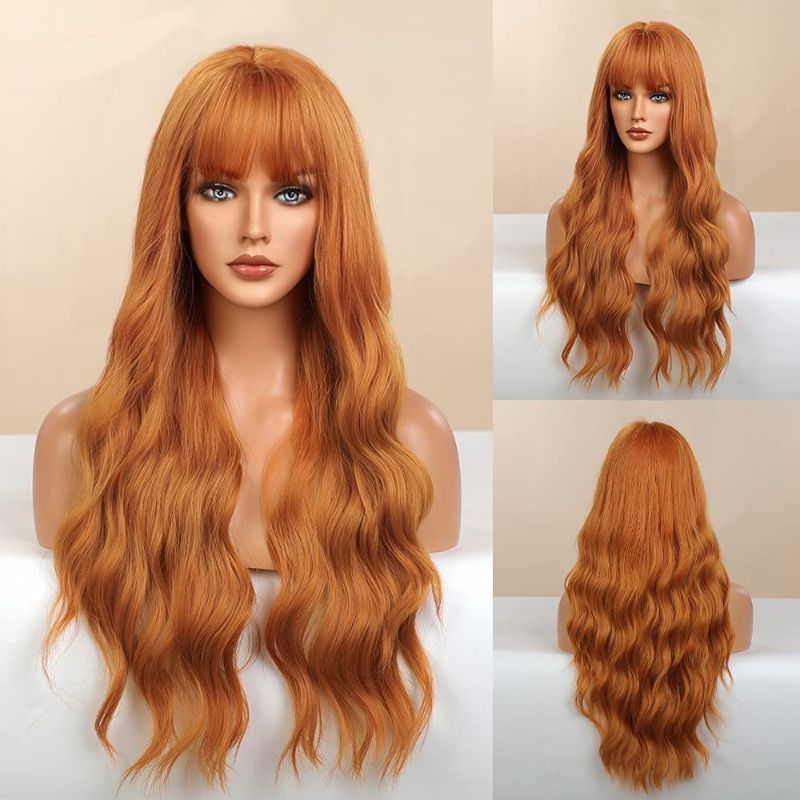 Photo 1 of FORCUTEU Ginger Wig with Bangs Orange Wigs for Women Long Orange Wig Ginger Wavy Wigs 26 Inch Heat Resistant Wigs for Daily Party Use (Ginger Orange)
