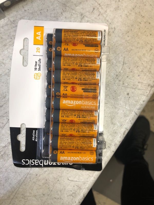 Photo 1 of Amazon Basics 20 Pack AA Alkaline Batteries - Blister Packaging 20 Count (Pack of 1)