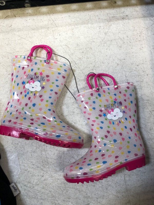 Photo 2 of SHOFORT Kids Boys Girls Rain Boots with Easy-on Handles Rainboots (Toddler/Little Kid/Big Kid) 9T
