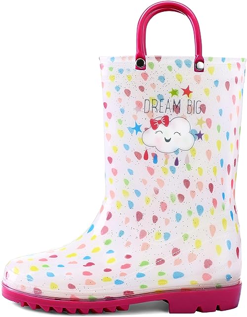 Photo 1 of SHOFORT Kids Boys Girls Rain Boots with Easy-on Handles Rainboots (Toddler/Little Kid/Big Kid) 9T
