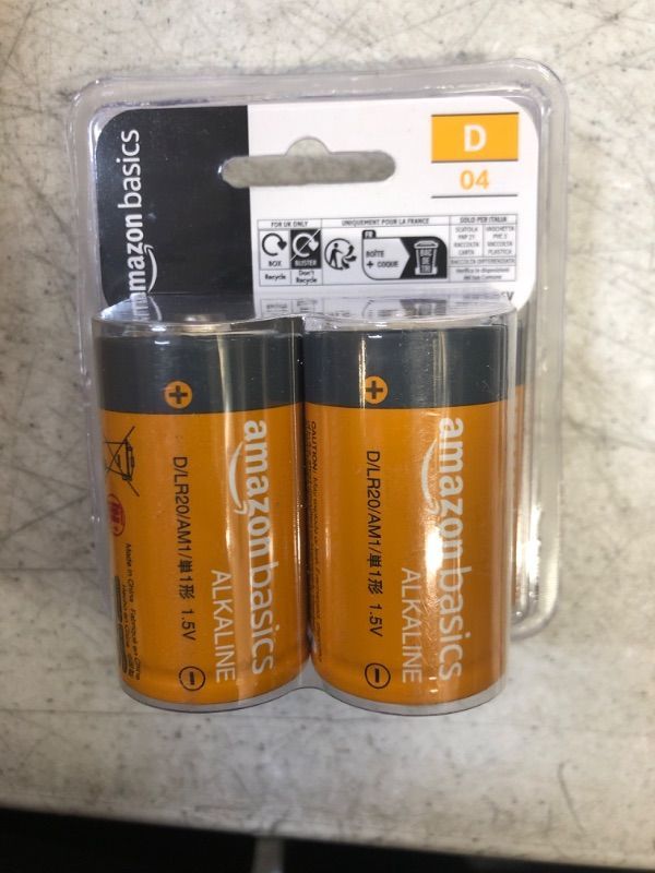 Photo 2 of Amazon Basics 4 Pack D Cell All-Purpose Alkaline Batteries, Easy to Open Value Pack 4 D Batteries