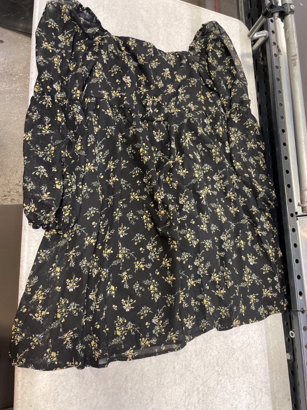 Photo 1 of BLACK LONG SLEEVE DRESS WITH YELLOW FLOWERS L