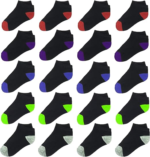 Photo 1 of JAMEGIO 20 Pairs kids Low Cut Athletic Ankle Socks Little Boys Girls Ankle Cotton Socks Half Cushion Low Cut Socks
