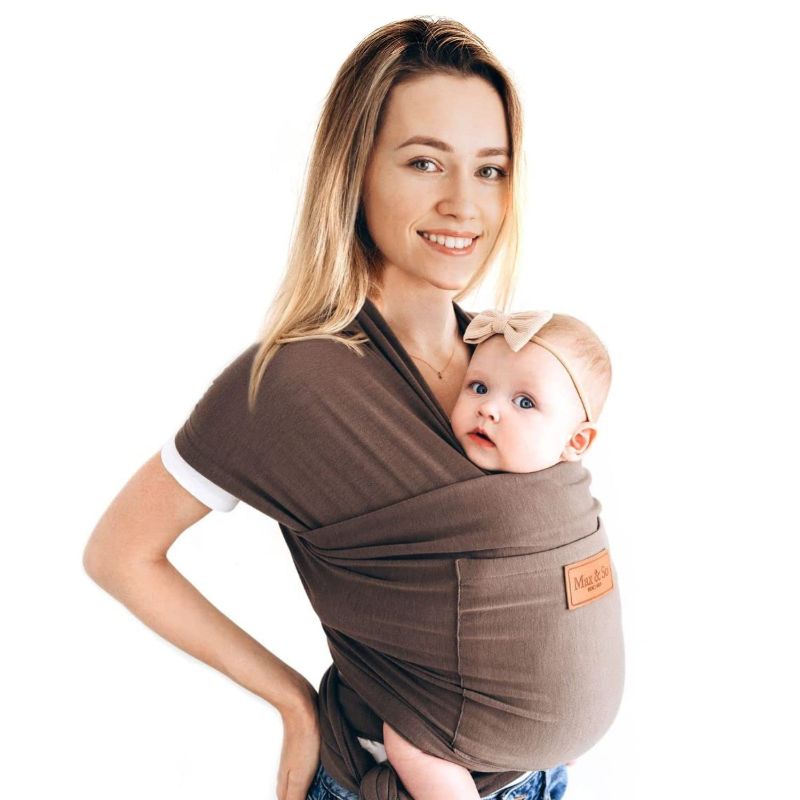 Photo 1 of Baby Wrap Carrier Baby Carrier Newborn to Toddler Premium Cotton Baby Sling Baby Carrier Wrap Infant Carrier Baby Holder One Size Fits All Baby Wearing Wrap Front Pocket by Max&So