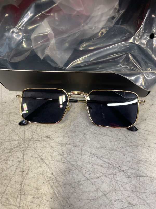 Photo 2 of Fayoh Naomi Rectangular Sunglasses Classic Retro Metal Frame Small Size UV400 UV Protection For Men And Women