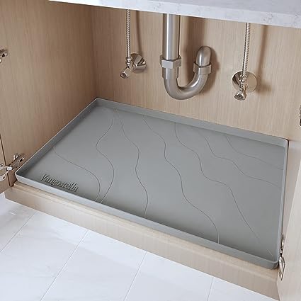 Photo 1 of 
Vangostella Premium Under Sink Mats for Kitchen Waterproof 34" x 22", Extra Thick Non-Slip Silicone Under Sink Liner Drip Tray, Raised Edge Under Sink Cabinet Mat,Prevent Drips, Leaks, Spills,Grey