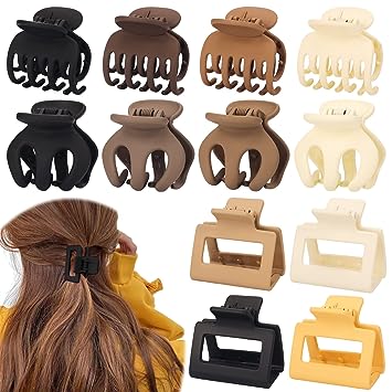 Photo 1 of 12Pcs Hair Clips for Women Square Matte Small Hair Claw Jaw Clips Double Row Neutral Hair Clips Hair Cute Nonslip Clips for Thin Medium Thick Hair Styling Accessories Decoration Gifts