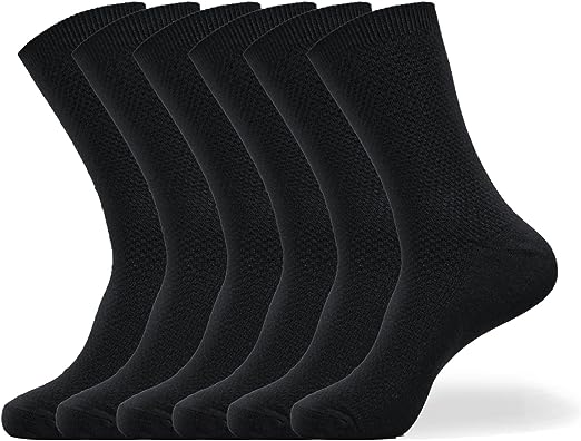 Photo 1 of 6 Pairs Men's Bamboo Dress Socks,Moisture Wicking Durable Mens Socks,Soft Breathable Bamboo Socks for Men 13-15