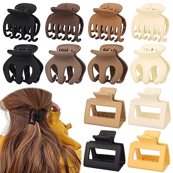 Photo 1 of 12Pcs Hair Clips for Women Square Matte Small Hair Claw Jaw Clips Double Row Neutral Hair Clips Hair Cute Nonslip Clips for Thin Medium Thick Hair Styling Accessories Decoration Gifts
