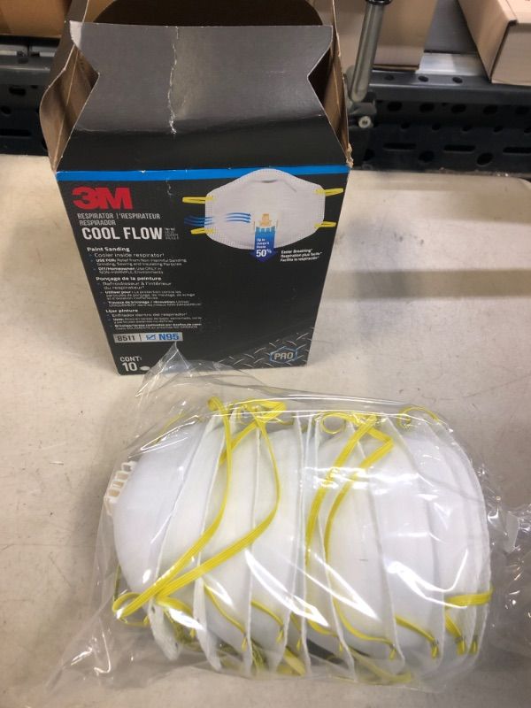 Photo 1 of 3M Respirator, Cool Flow Valve, Paint Sanding, Lightweight, Disposable, Filter Media, Stretchable, Easy Breathing, 10-PC 