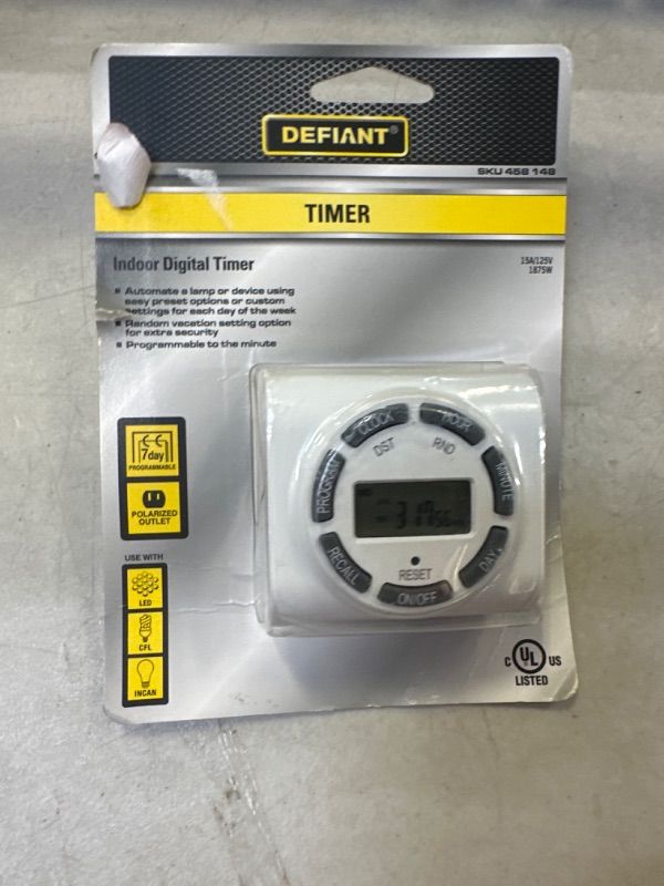 Photo 2 of 15 Amp 7-Day Indoor Plug-In Digital Polarized Timer, White