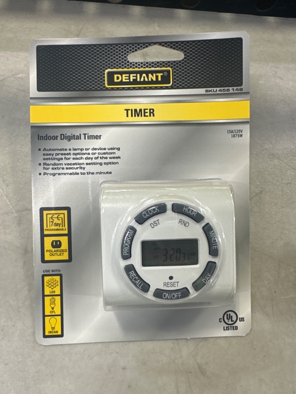 Photo 2 of 15 Amp 7-Day Indoor Plug-In Digital Polarized Timer, White