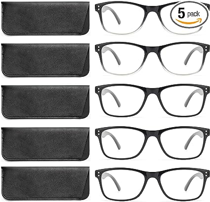 Photo 1 of Fetrrc Reading Glasses Blue Light Blocking for Men, Computer Glasses Anti UV/Glare/Fatigue Fashion Square Fake Eyeglasses 5 Pairs (Mix Colors, 0.0)