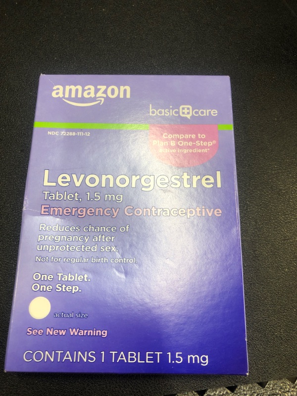 Photo 2 of Amazon Basic Care Levonorgestrel Tablet 1.5 mg, Emergency Contraceptive, Morning After Pill, 1 Count
