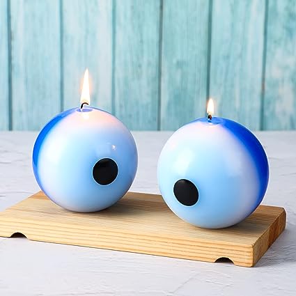Photo 1 of 2 Pcs Evil Eye Candle Evil Eye Ball Candle Evil Eye Decor Handmade Soy Wax Scented Aesthetic Candles Slow Burning Long Lasting Candles for Household and Office Gifts (8 cm/ 3.1 inch)