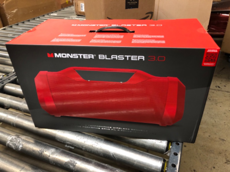 Photo 2 of Monster Blaster 3.0 Portable Speaker, 120W Wireless Bluetooth Speaker, IPX5 Rechargeable Waterproof Bluetooth Speaker with USB Charge Out & Aux Input Red Blaster 3.0 - sealed 