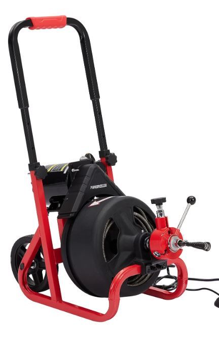 Photo 1 of 75Ft x 1/2 Inch Drain Cleaner Machine, Auto-feed Electric Drain Auger Professional for 2 to 4 Inch Pipes, with 6 Cutters, Glove, Drain Auger Cleaner Sewer Snake