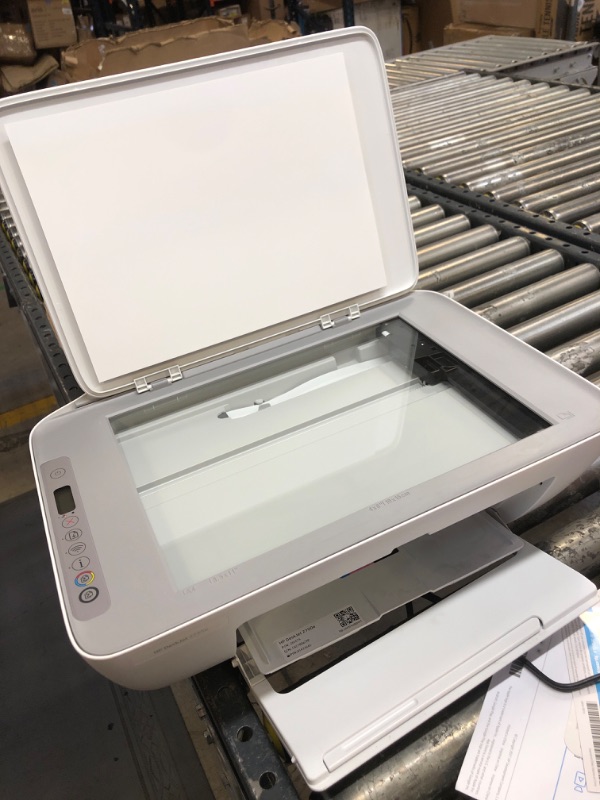 Photo 1 of HP DeskJet 2755e Wireless Color All-in-One Printer with bonus 6 months Instant Ink (26K67A), white
