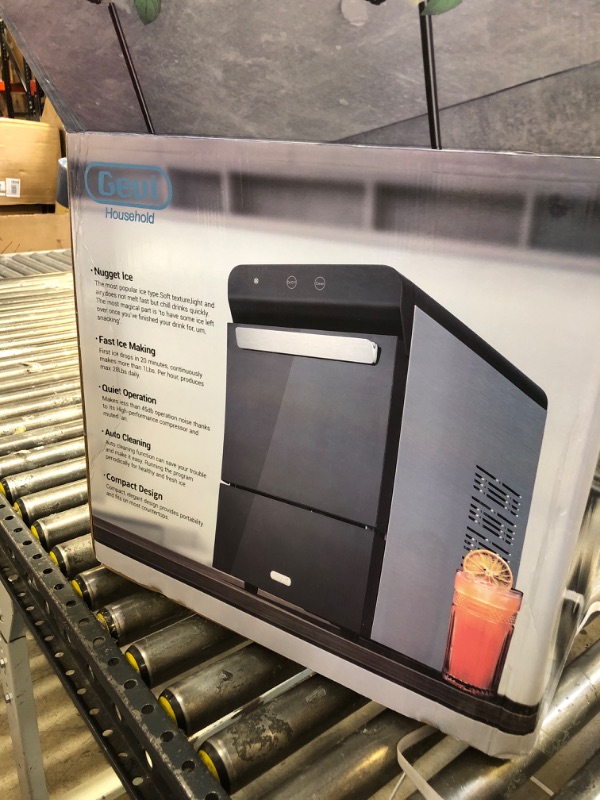 Photo 1 of Gevi Household V2.0 Countertop Nugget Ice Maker | Keep Ice Up to 24 Hours | Quiet Pellet Ice Machine | Open and Pour Water Refill | Stainless Steel Housing | 16.9''H Fits Under Wall Cabinet | Black Handle - Black