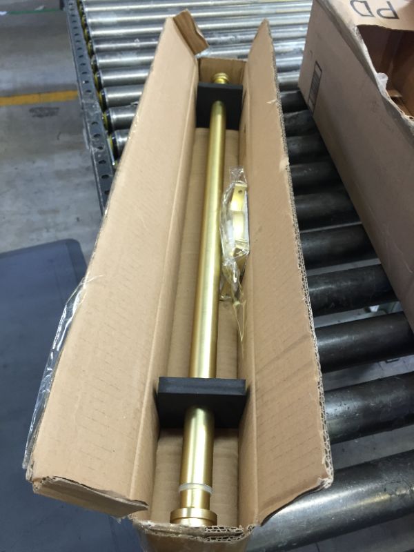 Photo 2 of 1 Inch Diameter Single Curtain Rods for Windows 28 to 48 Inches, Adjustable Drapery Curtain Rod Simple Style, Brass Brass 28-48"