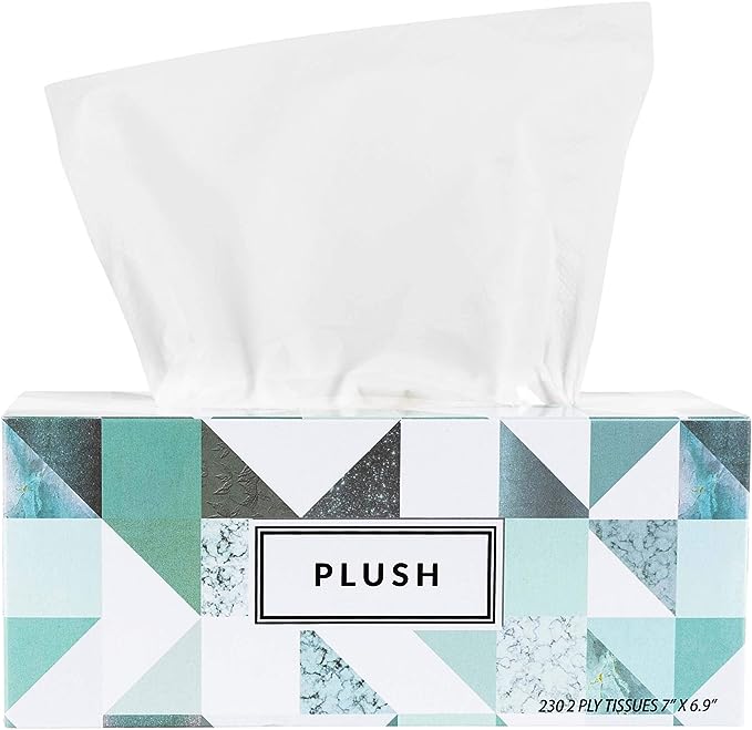 Photo 1 of Plush Facial Tissues 230 Per Box Size 7" X 6.9" 2 Ply,Soft, Smooth, Great for Bathroom, Office, Store, School,Home, Kitchen