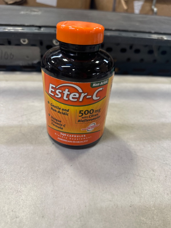 Photo 2 of American Health Ester-C with Citrus Bioflavonoids Capsules - Gentle On Stomach, Non-Acidic Vitamin C - Non-GMO, 500 mg, 240 Count (Pack of 1), 120 Servings----exp date 07-2025