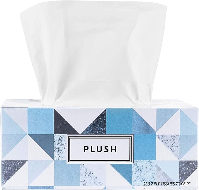 Photo 1 of Plush Facial Tissues 230 Per Box Size 7" X 6.9" 2 Ply,Soft, Smooth, Great for Bathroom, Office