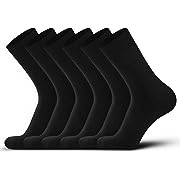 Photo 1 of DarkCom Mens Dress Socks, Black Socks for Men, Seamless Cuff, Plain Colors, Classic Cotton Polyester Socks, Reinforced, Cozy 6 Pack 10-12