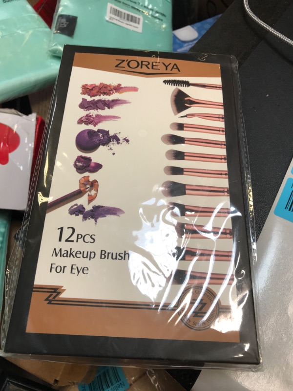 Photo 2 of ZOREYA Eye Makeup Brushes, 12 Pcs Professional Eye Brush Set Eyeshadow, Eyebrow, Blending, Fan, Eyelash Brushes Set With Carrying Bag (Pink)