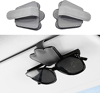 Photo 1 of 2 Pcs Petal leather Sunglasses Holders for Car Sun Visor Magnetic Leather Glasses