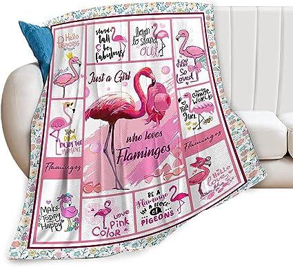 Photo 1 of  Pink Flamingos Blanket for Girls Boys Adults Soft Warm Cozy Just a Girl Who Loves Flamingos Blanket Fuzzy Plush Kids Throw Blanket Fleece Flannel Blanket Gift for Couch Sofa 50"x40"