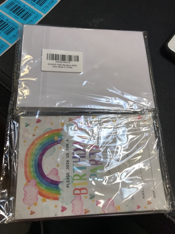 Photo 2 of 4" x 6" Rainbow Theme Birthday Party Invitation Cards With Envelopes (20 Sets) - Boys, Girls Birthday Celebration - A002