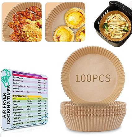 Photo 1 of 100 PCS Air Fryer Disposable Paper, Round Nature Parchment Non-Stick Air Fryer Paper, Oil-proof & Water-proof for Baking, Roasting, Microwave?6.3 inch?