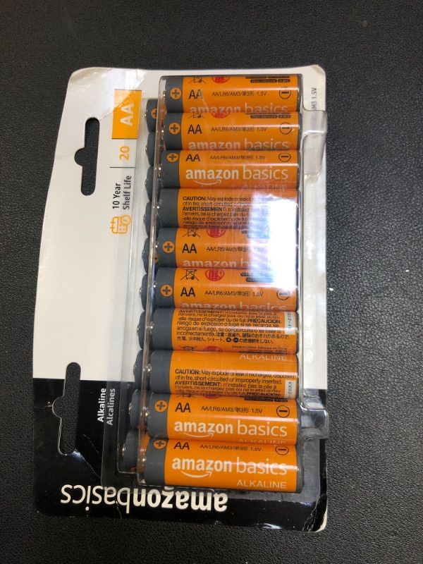 Photo 2 of Amazon Basics 20 Pack AA Alkaline Batteries - Blister Packaging 20 Count (Pack of 1)