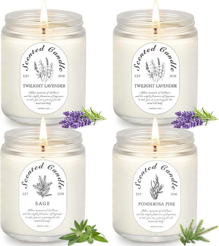 Photo 1 of 4 Pack Candles for Home Scented, Lavender Candle, Aromatherapy Jar Candles, 28 oz 200 Hour Long Lasting Candles, Scented Candles Gift Set for Women, Perfect for Birthday Gifts
