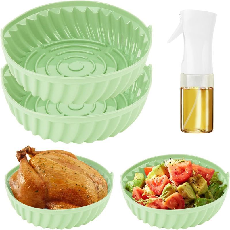 Photo 1 of 3 Pack Air Fryer Silicone Liner with Oil Sprayer for Cooking,7.5 Inch Silicone Air Fryer Basket, Olive Oil Spray Bottle,Food Safe Air Fryers Oven Accessories,Round -Fits 3.6 To 6QT Air Fryer
