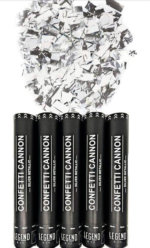 Photo 1 of 12 inch Confetti Cannons Silver | Air Powered | Launches 20-25ft | Celebrations, New Year's Eve, Birthdays and Weddings (5 Pack)
