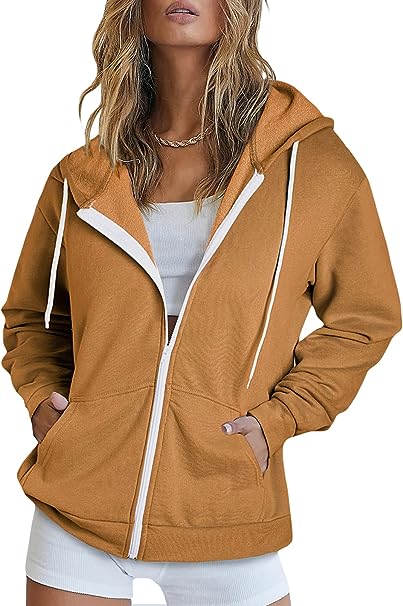 Photo 1 of Dokotoo Women's Full Zip Up Hoodie Long Sleeve Hooded Sweatshirts Pockets Jacket Coat for Women SIZE 4XL
