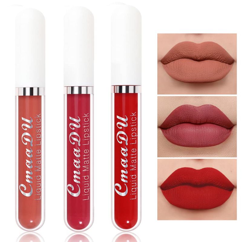 Photo 1 of  Matte Moisturizing Liquid nude Lipstick Set,Long-Lasting Non-Stick Cup 3 Colors