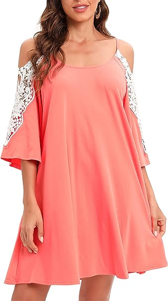 Photo 1 of Aofur Summer Cotton Lace Dress Ladies 2023 Cold Sleeve Casual Plus Size S-XXXL Sundress Women Solid Elegant Party Dress SIZE S
