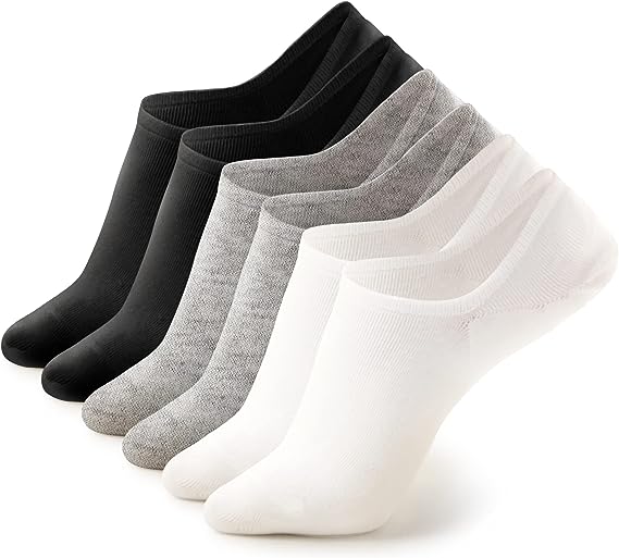 Photo 1 of Allenjoy 6 Pairs No Show Socks - White, Gray, Black - Low Cut Ankle Non-Slip Socks SIZE M
