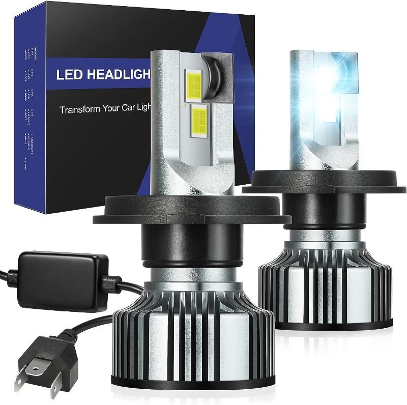 Photo 1 of Partsam H4 LED Headlight Bulb, 25000LM 70W 6500K Cool White High Beam/Low Beam/Fog Lights for Car Halogen Upgrade Replacement, 50000+ Hour Lifespan, IP68 Waterproof (Pack of 2)
