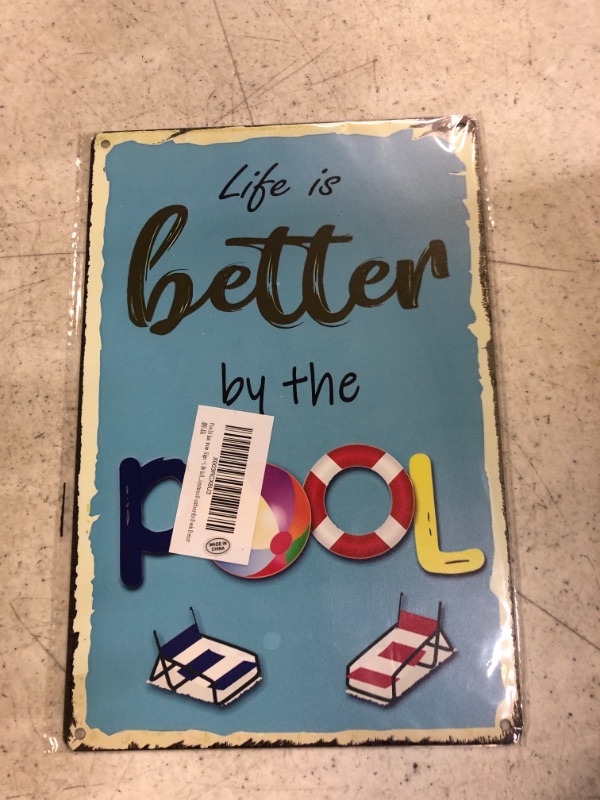 Photo 2 of Pool Rules Sign, Life Is Better By The Pool, Metal Swimming Pool Wall Decor, Aluminum, Weather Resistant, 12x8 Inch sign-6