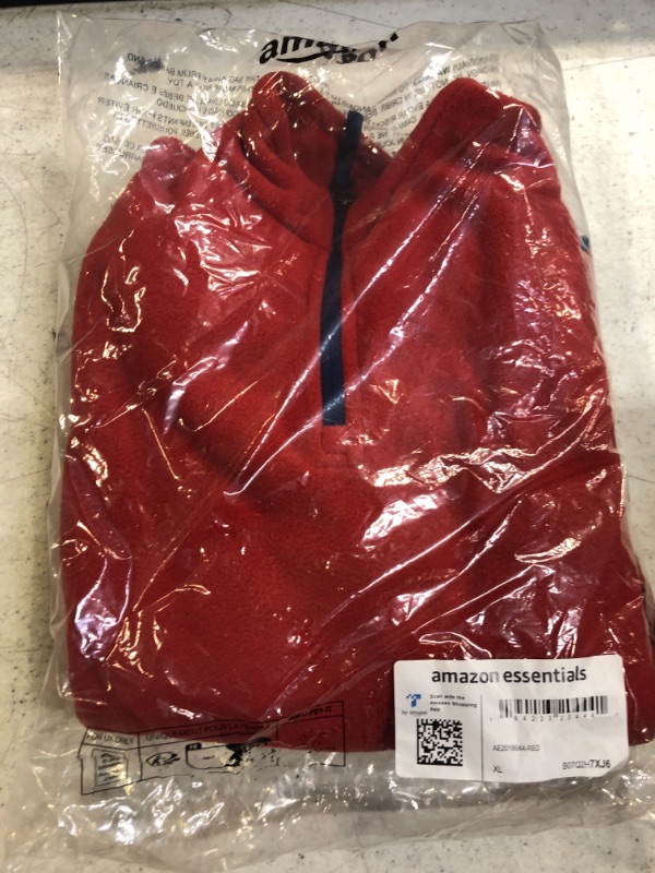 Photo 2 of Amazon Essentials Boys and Toddlers' Polar Fleece Quarter-Zip Pullover Jacket Polyester Red X-Large