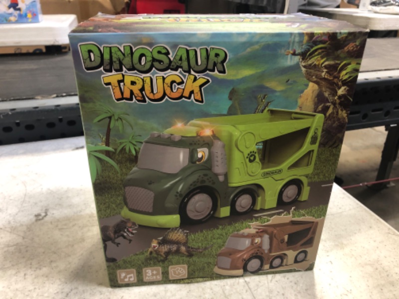 Photo 2 of Bennol Dinosaur Toys for Kids 1 2 3 4 5 Year Old Boys, 2 PCS Dinosaur Trucks with 8 Dinosaur Toys,Dinosaur Activity Playmat,Dino Cars Sets with Light Sound, Toys for 2 3 4 5 Toddlers Boys Gifts