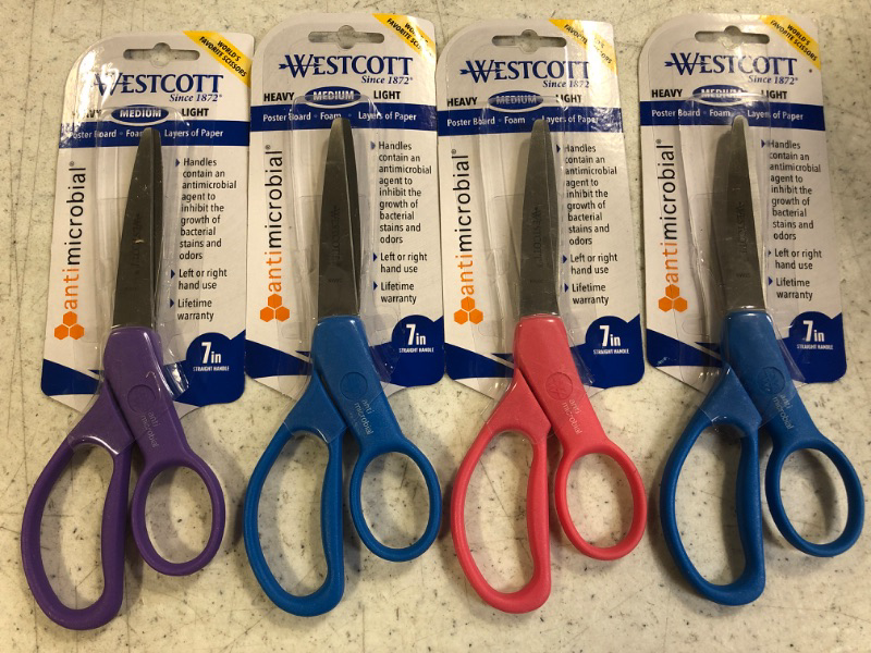 Photo 1 of Westcott Student Scissors Assorted Colors 7-Inch Long -- 4 Pack
